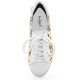 Модные кожаные кроссовки белые с цветочным принтом на сплошной подошве