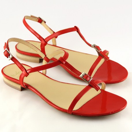 Sandalo in pelle rosso