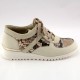 Sneakers con tacco beige con pitone